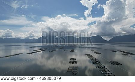 Aerial View Of Panorama Of Maninjau Lake West Sumatra, Danau Maninjau. Sumatra, Indonesia, January 2