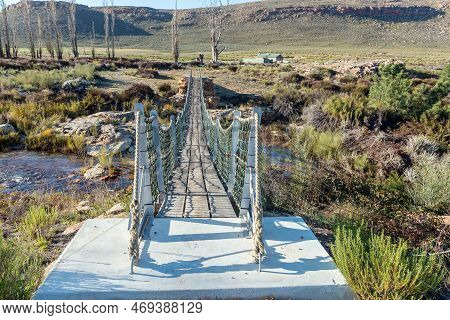 Pedestrian Bridge Over The Krom River At Kromrivier Cederberg Park In The Western Cape Cederberg