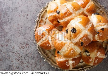 Hot Cross Bun Is A Spiced Sweet Bun Made With Raisins Marked With A Cross On The Top, And Traditiona
