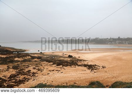 Morocco Nature. Oualidia Beach. Rainy Day On Atlantic Coast In Morocco.