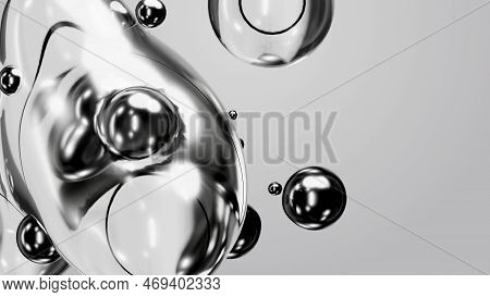 3d Render Motion Design Wallpaper Animation Business Presentation Monochrome Grey White Metaball Gra