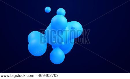 Metaverse 3d Abstract Background With Droplets Blue Metaball Molten Wax Merge Fly Drops Liquid Bio B