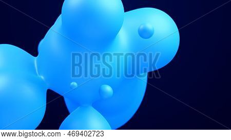 Metaverse 3d Abstract Background With Droplets Blue Metaball Molten Wax Merge Fly Drops Liquid Bio B