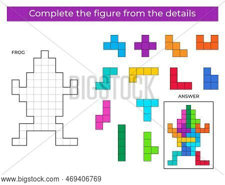 Complete The Figure. Puzzle Game With Frog.