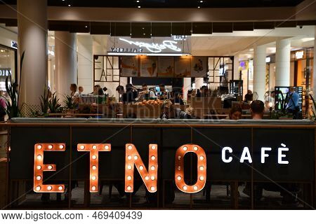 Warsaw, Poland - Jul 16: Etno Cafe At Galeria Mokotow Shopping Mall In Warsaw, Poland, As Seen On Ju