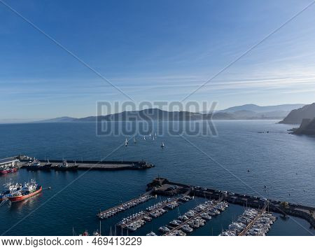 Sunny Winter Day In Small Fisherman's Village Getaria Near San Sebastian City, Basque Country Coastl