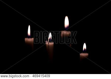 Four Candles Burning I Dark Black Room