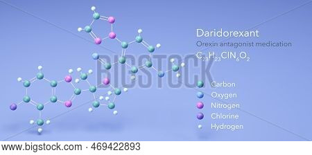 Daridorexant Molecule, Molecular Structures, C23h23cln6o2 Orexin Antagonist, 3d Model, Structural Ch