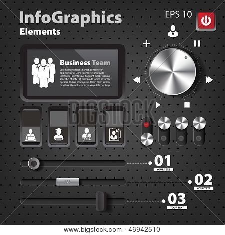 Sada prvků pro infografiky Ui stylu s přepínači