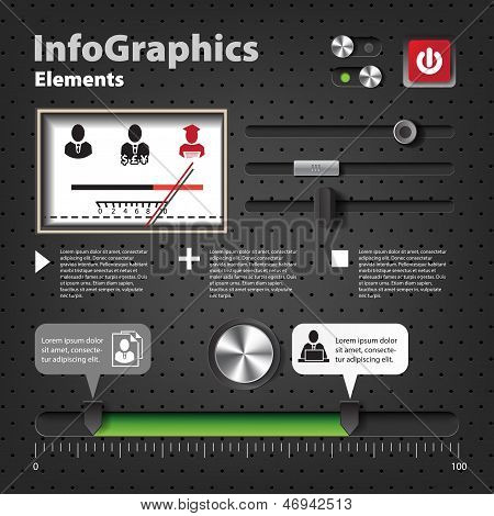 Sada prvků pro infografiky v Ui stylu s knoflíky