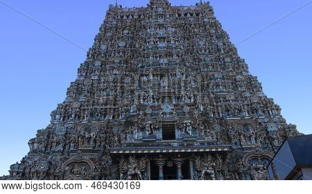 The World-famous Madurai Meenakshi Temple Tower (west), Tamil Nadu