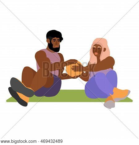 Sport People Individual Personal Trainer Coach In Gym. Men Women Training Exercising Fitness Center 