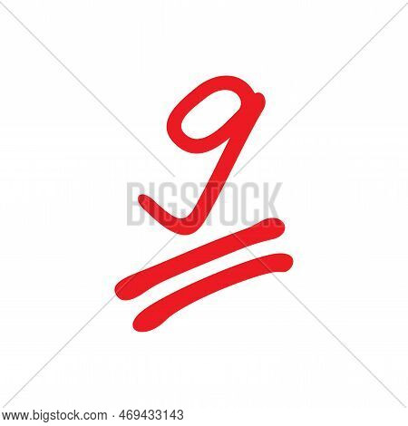 9 Points Exam Score, Nine Points Grade Results, Red Color On White Backround, Vector Illustration