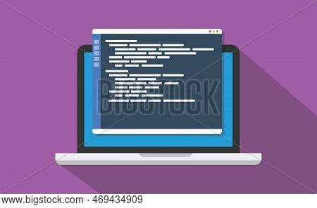 Text Code Editor Programming On Top Of Laptop Display