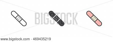 Sticking Plaster Different Style Icon Set. Line, Glyph And Filled Outline Colorful Version, Outline 