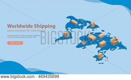 World Wide International Shipping Business With Free Space For Text For Banner Or Website Vector Ill