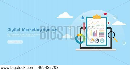 Digital Marketing Agency Banner Website Template For Business Company Profile Vector Illustration