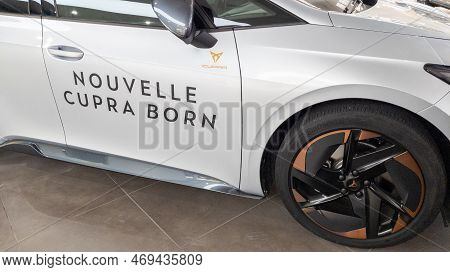 Bordeaux , Aquitaine  France - 20 01 2023 : Seat Cupra Born New Model In Showroom Dealership With Lo