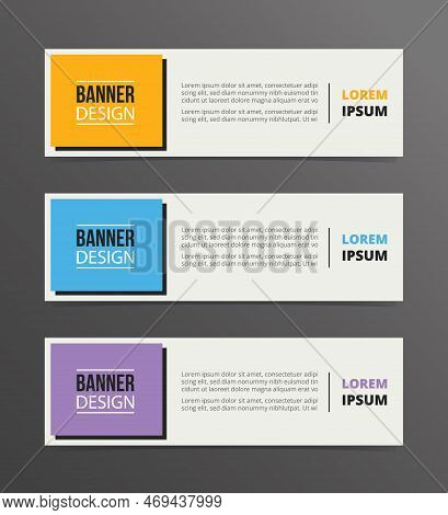 Boxed Or Box Style Banner Template Design With Horizontal Advertising Banner Space For Text Vector I