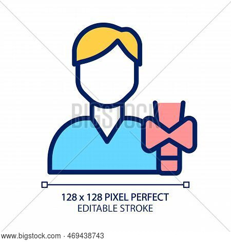 Endocrinology Pixel Perfect Rgb Color Icon. Endocrine System. Thyroid Gland Disorders And Treatment.