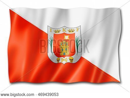 Tlaxcala State Flag, Mexico Waving Banner Collection. 3d Illustration