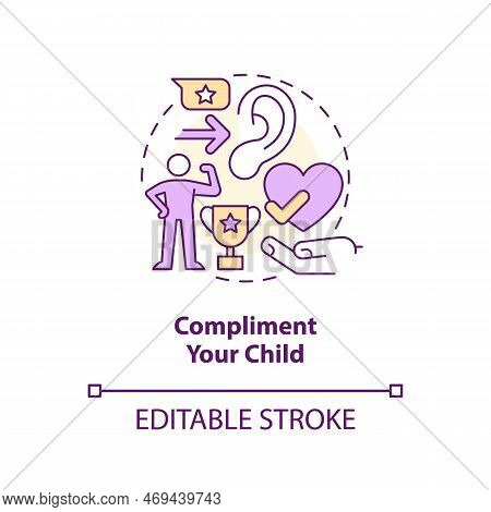 Compliment Your Child Concept Icon. Mark Achievement. Promoting Self Esteem In Teen Abstract Idea Th