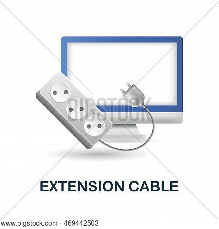 Extension Cable Icon. 3d Illustration From Work Place Collection. Creative Extension Cable 3d Icon F