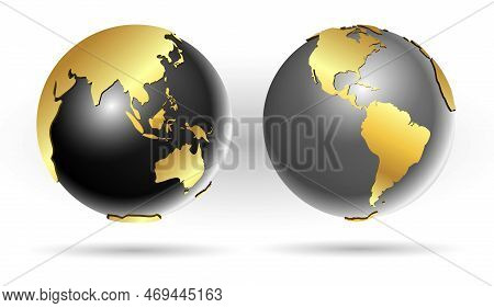 Earth Globe Realistic Isolated On White Background