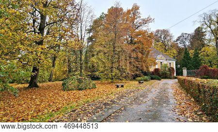 Autumn Picture Of Nature On The Territory Of An Old Manor In The Latvian Village Of Kazdanga In Sept