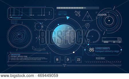 Set Of Infographic Elements About Geolocation And Transportation Tracking.
