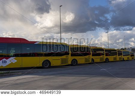 Felanitx, Spain; January 21 2023: Bus Of The Public Transport Company Tib, Parked In An Industrial B