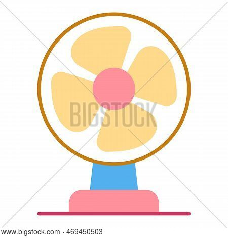 Four-bladed Desktop Fan For Blowing, From The Heat - Icon, Illustration On White Background, Flat Co