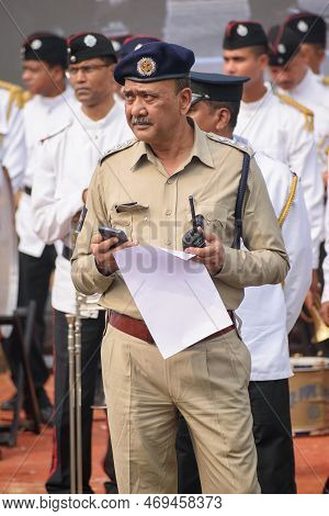 Indian Police Service Officer Preparing For Taking Part In The Upcoming Indian Republic Day Parade A