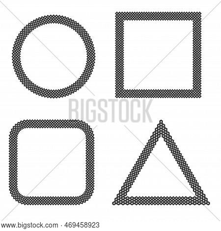Black Scandinavian Viking Pattern Different Forms. Celtic Design Elements Isolated On White Backgrou