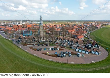 Aerial From The City Hindeloopen In Friesland The Netherlands