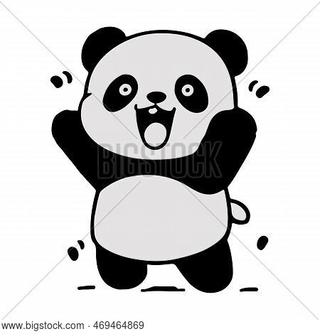 Cute Panda Smiling Flat Vector Illustration, Panda Cartoon Character Illustration