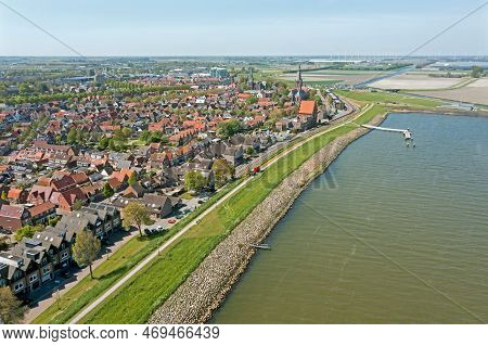 Aerial From The City Medemblik At The Ijsselmeer In The Netherlands