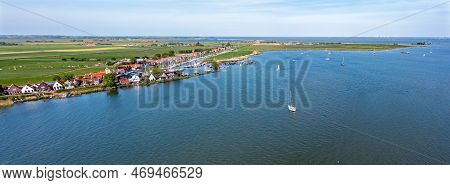 Aerial Panorama From The Traditional Village Durgerdam Near Amsterdam In The Netherlands At The Ijss
