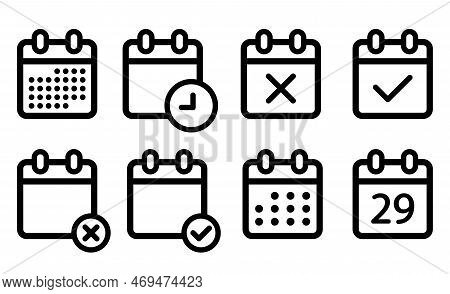 Calendar Icon Collection.vector Calendar Line Collection On White Background.deadlines Icon.time Man