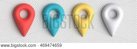 Pin Location Map 3d. Geolocation Icons. Gps Tag. Web Navigation Icon. Vector Set