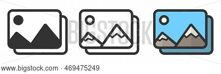 Gallery Icon Icon Set. Photo Album Icon. Colored Icon. Black, White And Colored.