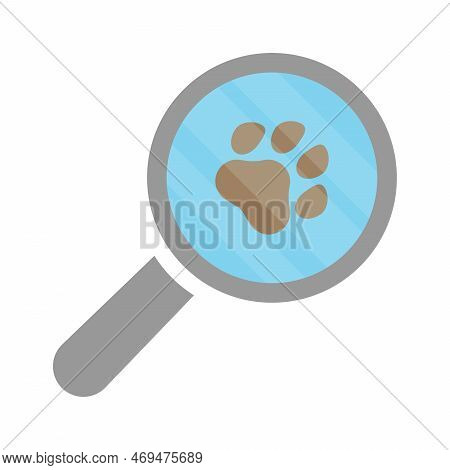 Magnifying Glass Looking For Dog Footprints Icon Design Vector Illustration.