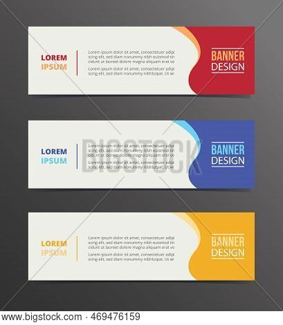 Curly Banner Template Design With Horizontal Advertising Banner Space For Text Vector Illustration