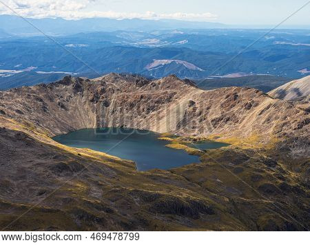 Scenic Mountain Panorama Of Idyllic Alpine Angelus Hut On Lake Shore In Nelson Lakes National Park T