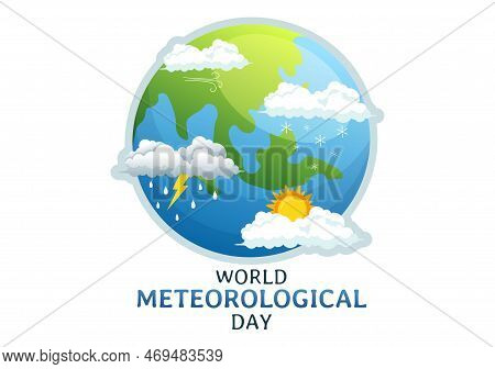 World Meteorological Day Illustration With Meteorology Science And Researching Weather In Flat Carto