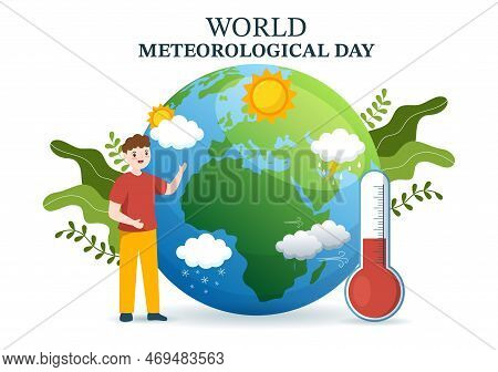 World Meteorological Day Illustration With Meteorology Science And Researching Weather In Flat Carto