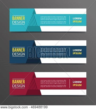 Arrow With Shadow Triangle On Left Style Banner Template Design With Horizontal Advertising Banner S