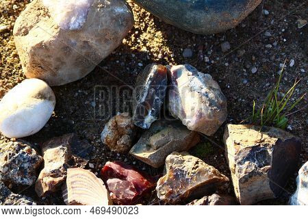 Various Stones Collected On Sand Pit, Rockhounding