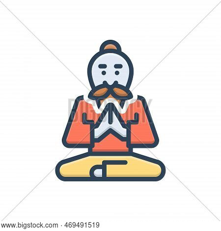 Color Illustration Icon For Master Lord Guru Teacher Jodo-teacher Indian Religious Spiritual