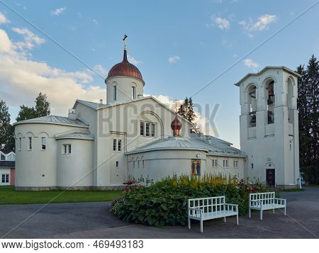 Finland, Heinavesi, Uusi Valamo - July 24, 2022. Uusi Valamo Monastery Orthodox Building In Finnish 